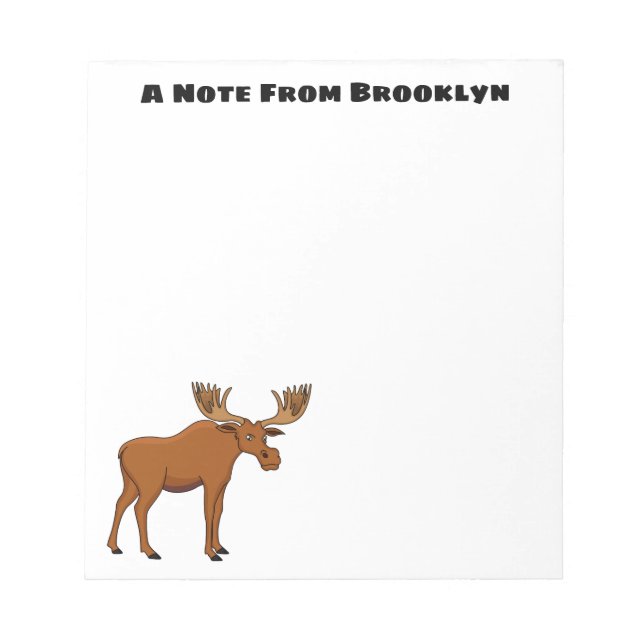 Funny moose cartoon illustration  notepad (Front)
