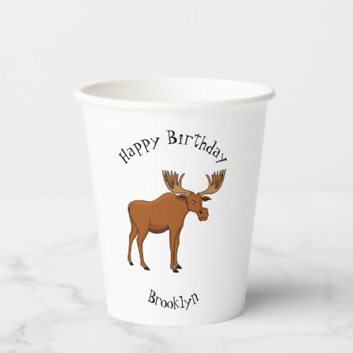 Funny moose cartoon illustration paper cups