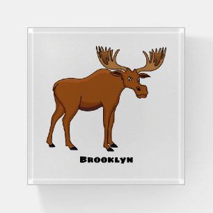 Funny moose cartoon illustration  paperweight