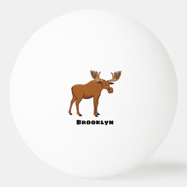 Funny moose cartoon illustration ping pong ball (Front)