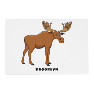 Funny moose cartoon illustration placemat
