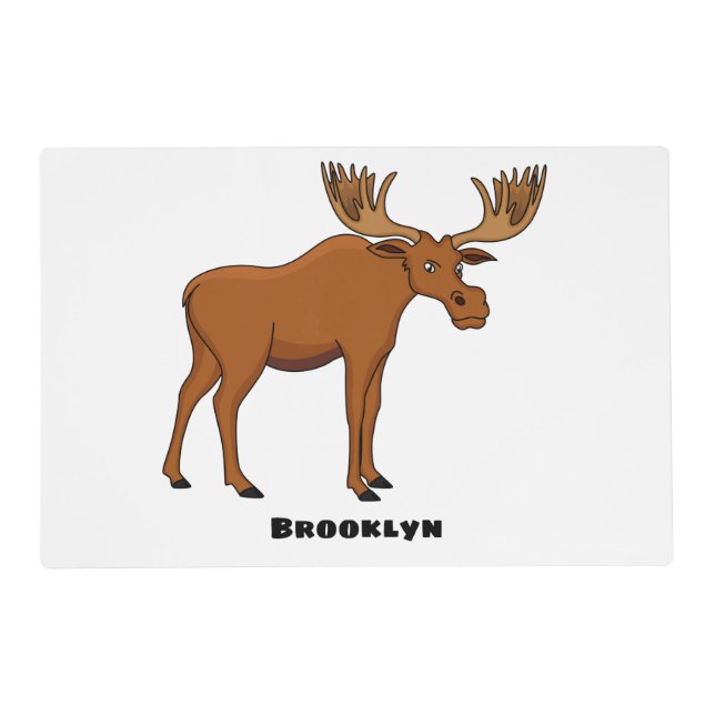 Funny moose cartoon illustration placemat (Front)