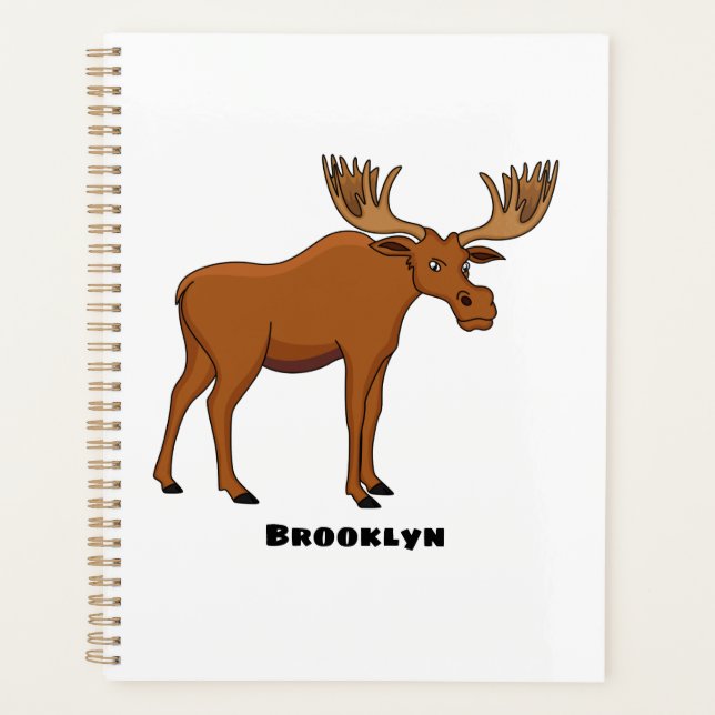 Funny moose cartoon illustration planner (Front)