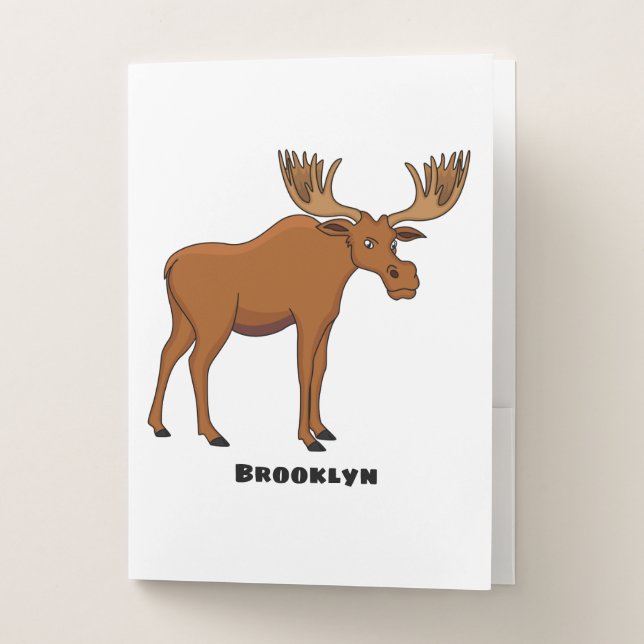 Funny moose cartoon illustration  pocket folder (Front)