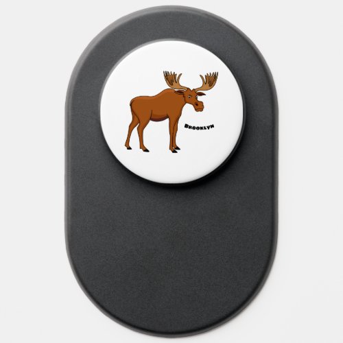 Funny moose cartoon illustration  PopSocket