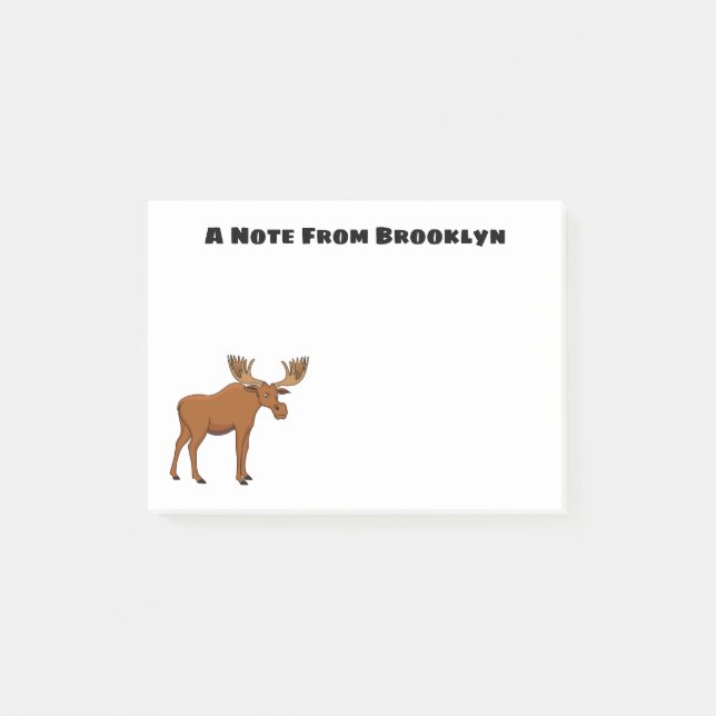 Funny moose cartoon illustration post-it notes (Front)