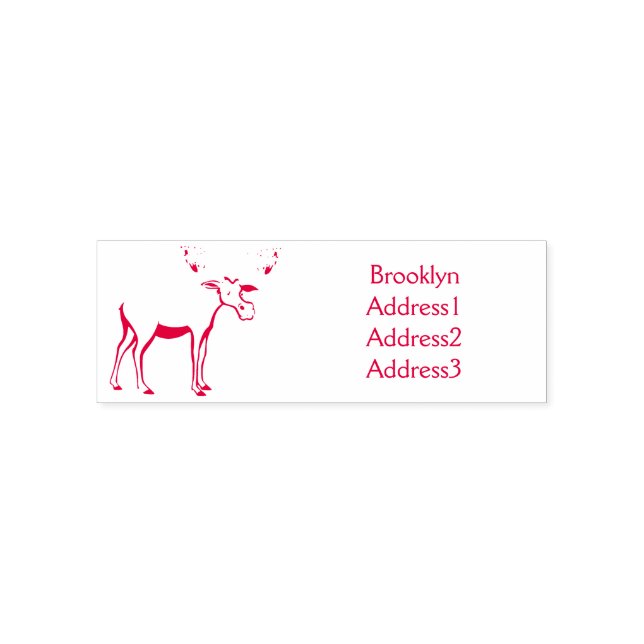 Funny moose cartoon illustration self-inking stamp (Design)