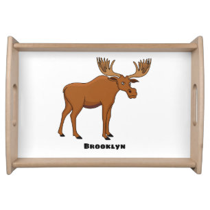 Funny moose cartoon illustration serving tray