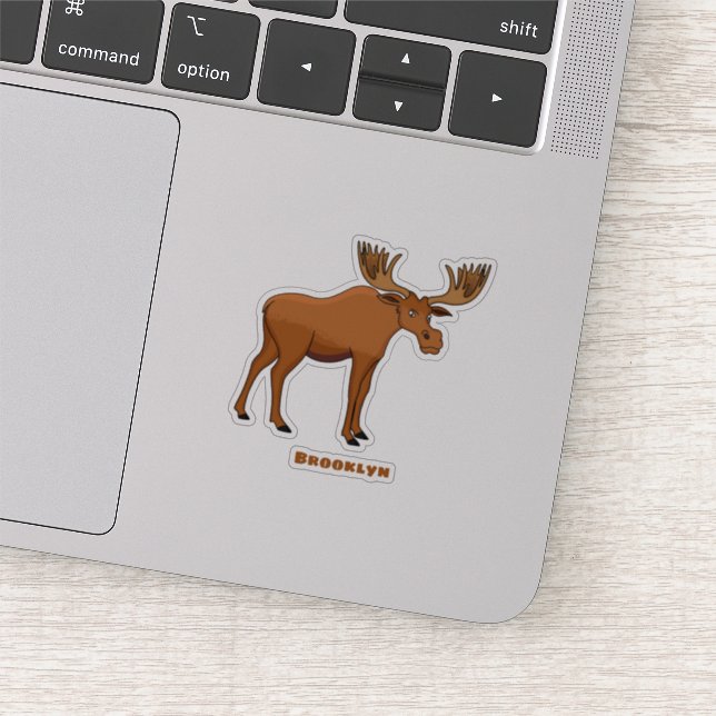 Funny moose cartoon illustration sticker (Detail)