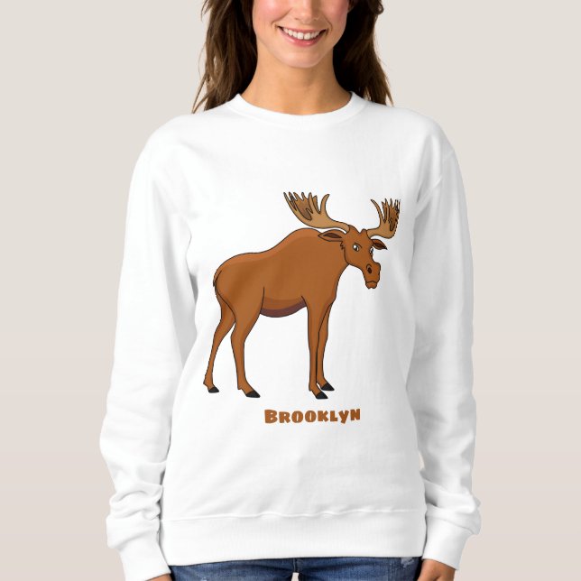 Funny moose cartoon illustration  sweatshirt (Front)