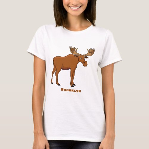 Funny moose cartoon illustration T_Shirt