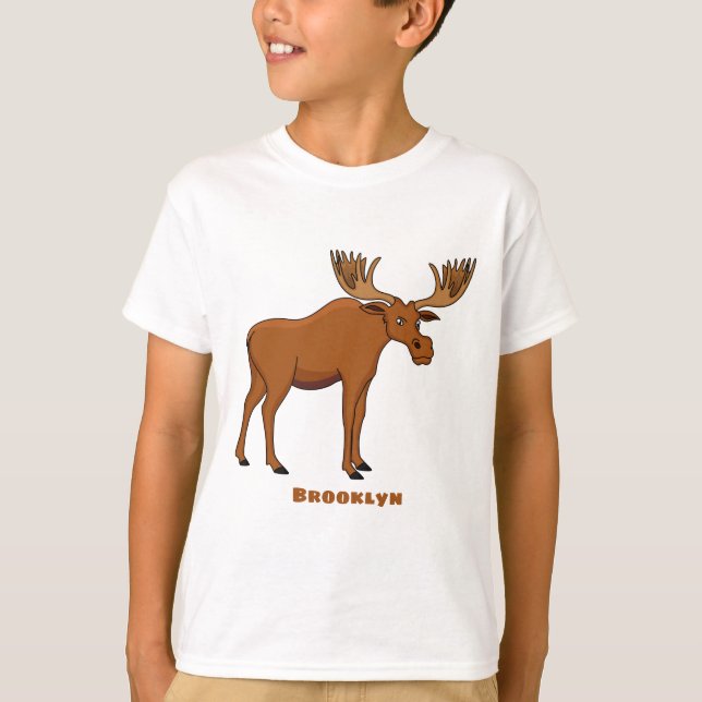 Funny moose cartoon illustration T-Shirt (Front)