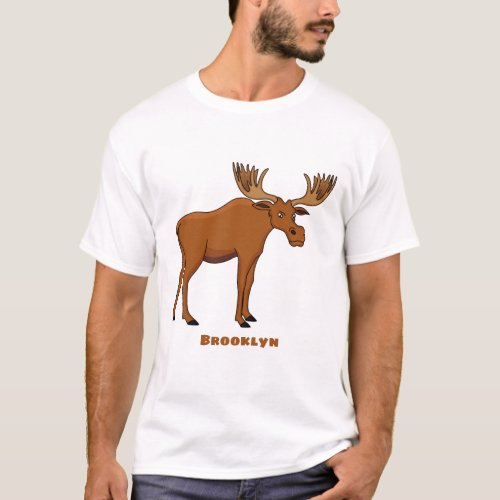 Funny moose cartoon illustration  T_Shirt