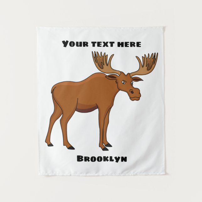 Funny moose cartoon illustration  tapestry (Front)