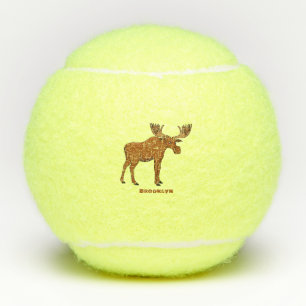 Funny moose cartoon illustration tennis balls