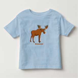 Funny moose cartoon illustration toddler t-shirt
