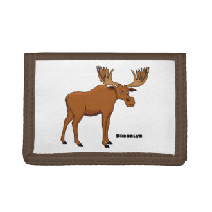 Funny moose cartoon illustration tri-fold wallet
