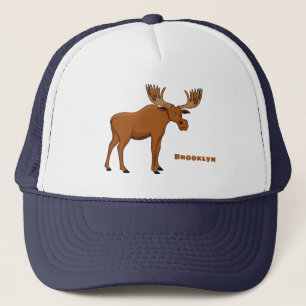 Funny moose cartoon illustration  trucker hat