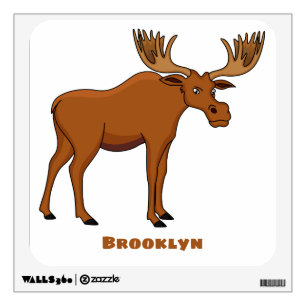 Funny moose cartoon illustration wall decal