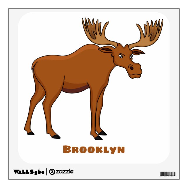 Funny moose cartoon illustration wall decal (Front)