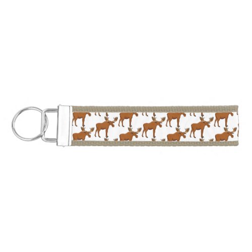 Funny moose cartoon illustration  wrist keychain