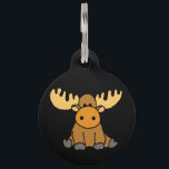 Funny Moose Cartoon Pet ID Tag<br><div class="desc">Cute fun unique baby moose cartoon original art pet tag design is popular with moose lovers and pet lovers and animal lovers.  These amazing pet tags can be used for dog tags and cat tags and horse tags and pig tags and luggage tags and school backpack id tags and key chains and even...</div>