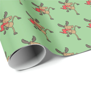 Funny Moose Christmas Holiday Gift Wrap