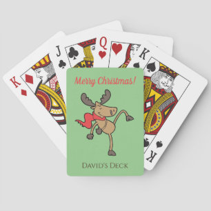 Funny Moose Christmas Holiday Playing Cards