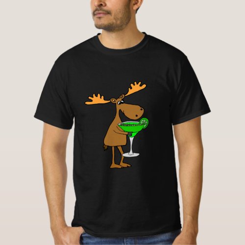 Funny Moose Drinking Margarita  T_Shirt