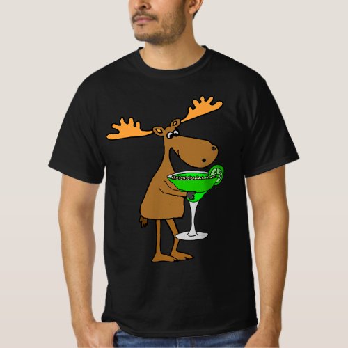 Funny Moose Drinking Margarita T_Shirt