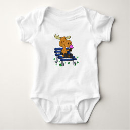 Funny moose eating ice cream | choose back color baby bodysuit
