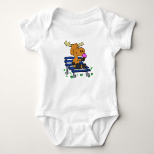 Funny moose eating ice cream choose back color baby bodysuit