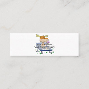 Funny moose eating ice cream   choose back color mini business card