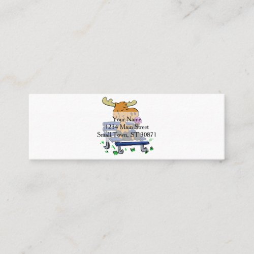 Funny moose eating ice cream  choose back color mini business card