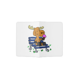 Funny moose eating ice cream   choose back color passport holder