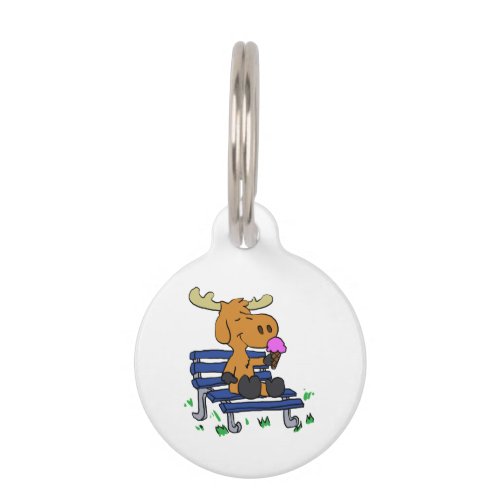 Funny moose eating ice cream  choose back color pet ID tag