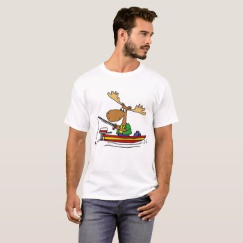 Funny Moose Fishing Cartoon T-shirt by inspirationrocks at Zazzle