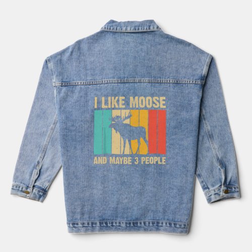 Funny Moose For Deer Elk Lover Men Women Boys Girl Denim Jacket