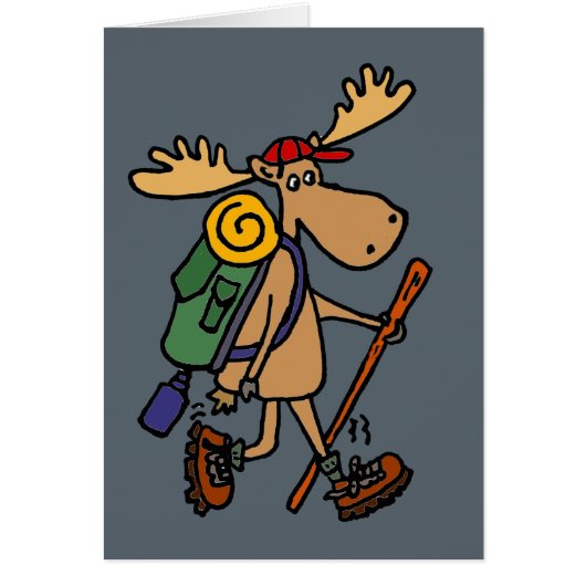 Funny Moose Hiker Cards (Front)