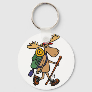 Funny Moose Hiker Keychain