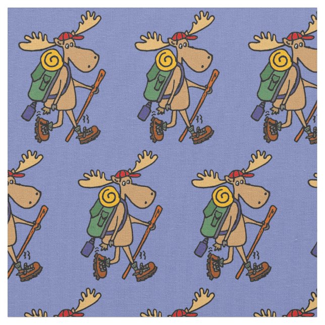 Funny Moose Hiking Fabric (Close Up)