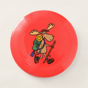 Funny Moose Hiking Frisbee by naturesmiles at Zazzle