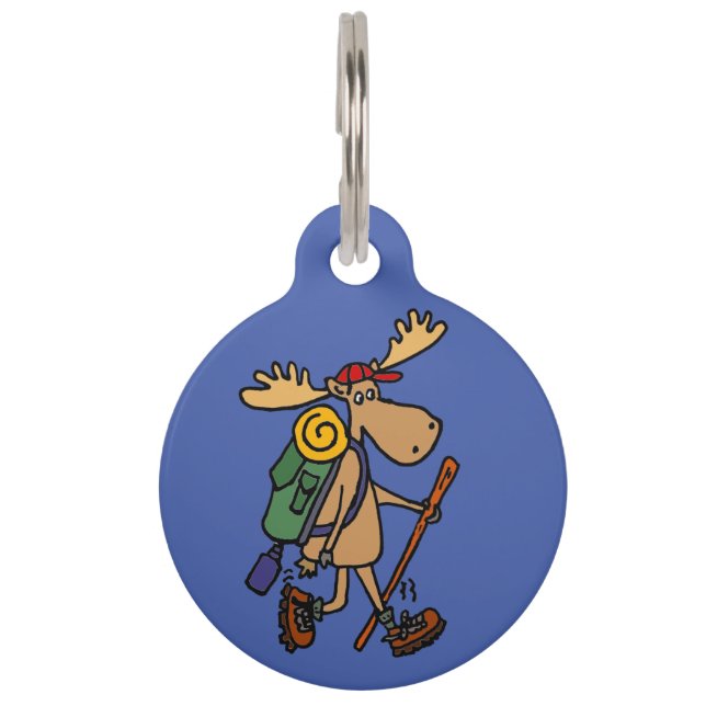 Funny Moose Hiking Pet Tag (Front)