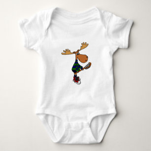 Funny Moose Holding Lacrosse Stick Baby Bodysuit