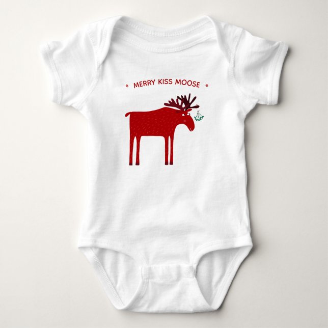 Funny Moose Holiday Baby Bodysuit (Front)