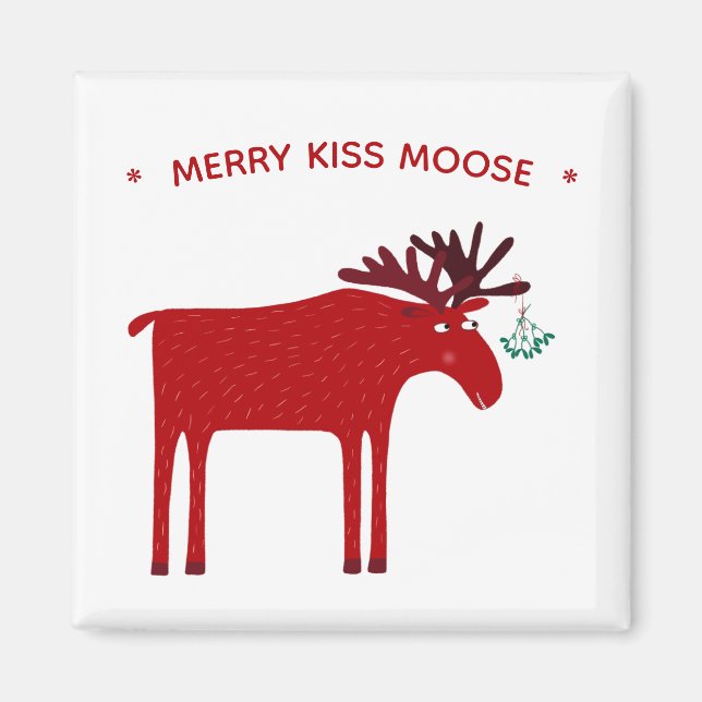 Funny Moose Holiday Magnet (Front)