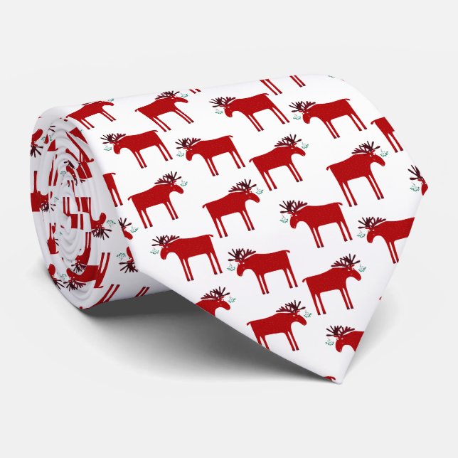 Funny Moose Holiday Neck Tie (Rolled)