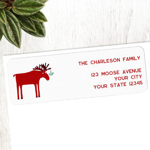 Funny Moose Holiday Return Address Label