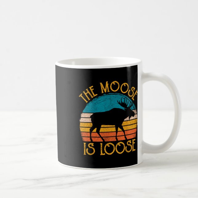 Funny Moose Is Loose Animal Apparel  Coffee Mug (Right)