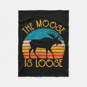 Funny Moose Is Loose Animal Apparel  Fleece Blanket